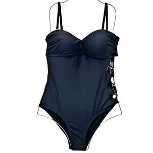NWT SeaFancy One Piece Black Swimsuit With Side Cutouts Women’s Size Medium NEW